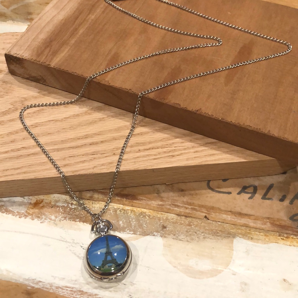 Modcloth Paris Eiffel Tower Pocketwatch Necklace